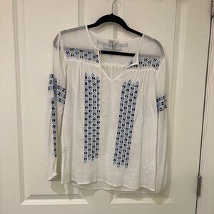 Joie Gauzy Embroidered Peasant Shirt